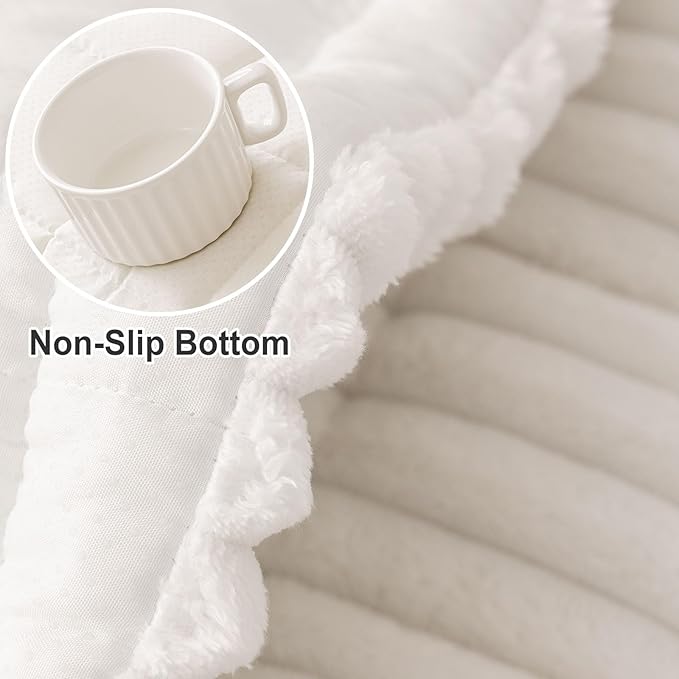 hyha Couch Covers for Dogs Washable, Non Slip Plush Dog Sofa Protectors, Fuzzy Pet Couch Covers for 3 Cushion Sofa Pet Friendly (White, 27.6" x 47")