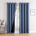 ChrisDowa 100% Blackout Curtains 102 inch Long for Bedroom with Black Liner, 2 Thick Layers Total Blackout Thermal Insulated Grommet Window Curtains 2 Panels Set (Stone Blue, 52 x 102 Inch)