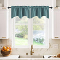 NICETOWN Room Darkening Valance for Windows - 42 inches by 18 inches Long Scalloped Rod Pocket Valance Curtain Panel for Small/Bay/Kitchen/Bathroom Window, Greyish Blue, 2 Panels