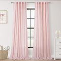 Pink Linen Curtains 90 Inch Long Back Tab Rod Pocket Window Treatment Curtain Panels for Girls Bedroom Semi Sheer Light Filtering Farmhouse Rustic Boho Elegant Drapes 52 x 90 Inch