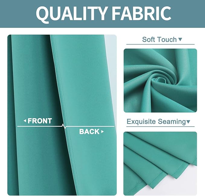 ChrisDowa Grommet Room Darkening Curtains for Bedroom and Living Room - 2 Panels Set Thermal Insulated Blackout Curtains (Teal, 42W x 84L)