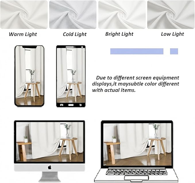 Simplebrand Ava Light Beige Short Light Filtering Curtains for Bedroom 45 Inches Long 2 Panels Set, Solid Thermal Insulated, Energy Saving Window Treatment Curtains Light Filtering, W40 x L45 Inch