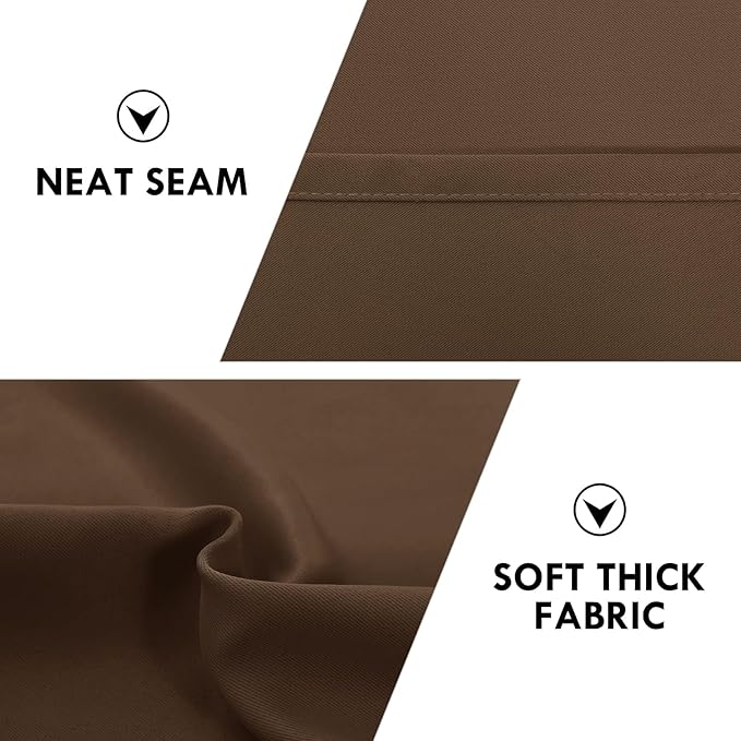 DWCN Blackout Curtains for Living Room Thermal Insulated, Energy Saving & Noise Reducing Bedroom Curtains, Brown, W 70x L 72 Inch, Set of 2 Rod Pocket Curtain Panels
