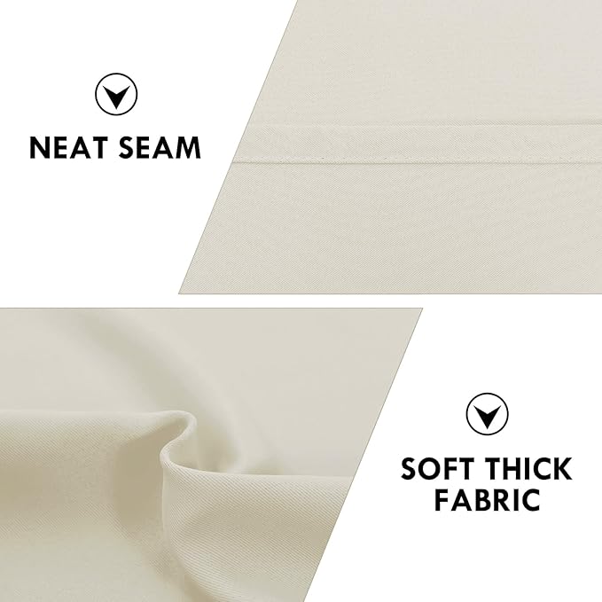 DWCN Thermal Short Blackout Curtains for Bedroom/Kitchen, Energy Saving Room Darkening Curtains for Nursery/Bedroom/Kitchen(W60 x L36inch, Light Beige, Set of 2 Panels, Top of Rod Pocket)