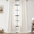 Extra Long 120 inch Curtains Linen Blend for Living Room Back Tab Neutral Rustic Farmhouse Light Filtering Semi Sheer Linen Drapes 120 inch Ceiling to Floor For Villa Hallway Ivory 38" Wx120" L