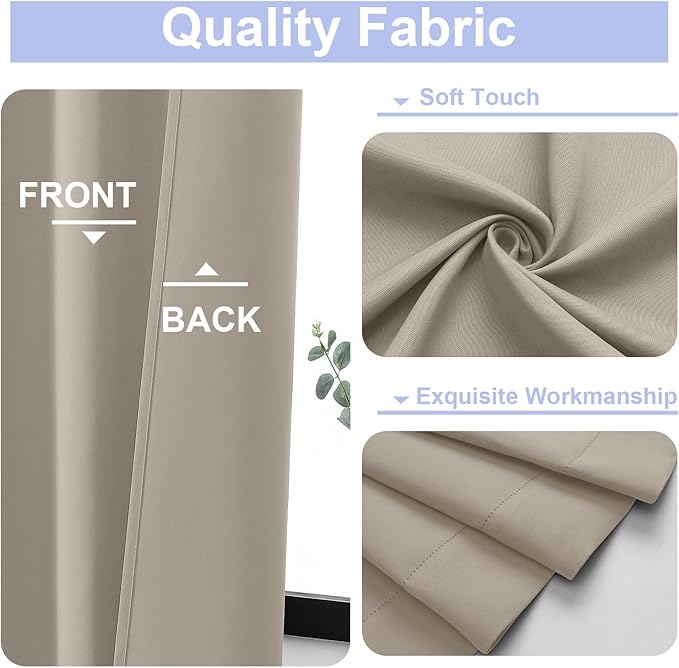 Simplebrand Ava Stone Blackout Curtains for Bedroom, 78 Inch Length, 2 Panels Set, Privacy Thermal Insulated Rod Pocket Window Curtains for Patio, French Door, W40 x L78 Inch