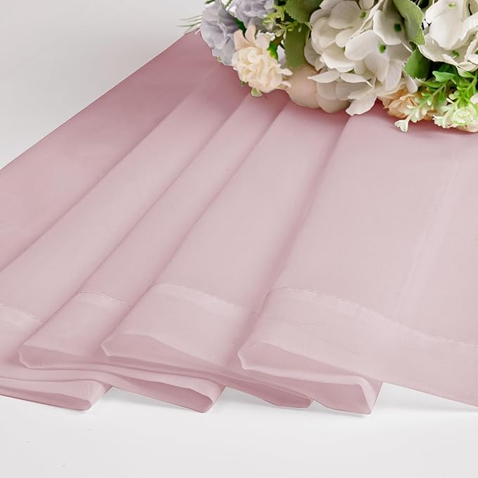 Chyhomenyc Blush Pink Sheer Curtains 120 Inches Long - Light Filtering Voile Extra Long Panel Drapes for Floor to Ceiling Window, Elegant Soft Living Room Curtains, Each 42Wx120L Inch, 10FT, 2 Panels