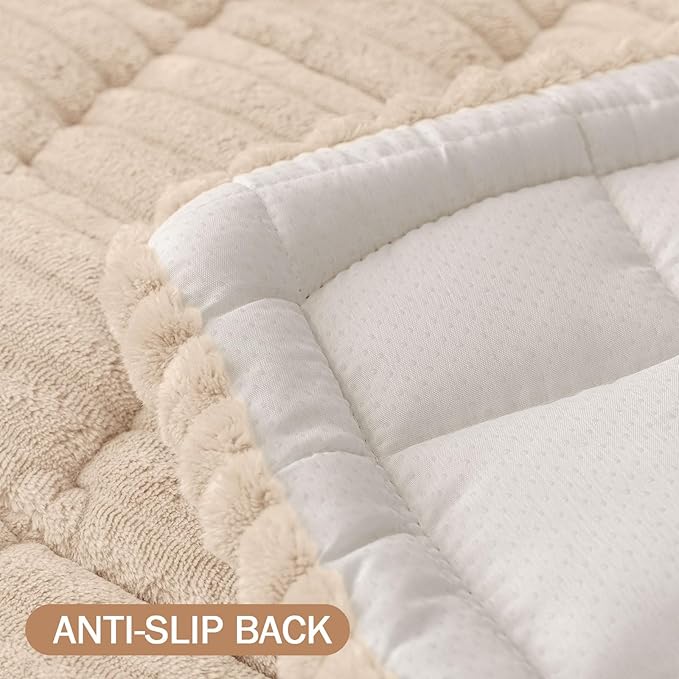Smiry Couch Cover for Dogs Washable, Non Slip Fuzzy Pet Couch Covers for 3 Cushion Sofa Pet Friendly, Thick Soft Sofa Slipcovers Cushion Protector (Apricot, 27.6" x 82.7")