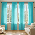 MIULEE Turquoise Sheer Curtains 72 Inches Long, 4 Panels Set, Light Filtering Rod Pocket Voile Drapes for Living Room and Bedroom, Airy Soft Fabric Window Treatments, 42 x 72 Inches