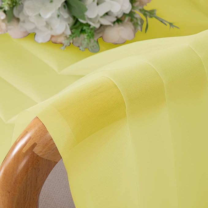 OWENIE Lemon Sheer Curtains for Bedroom Living Room 90 Inches Long, Elegant Solid Light Filtering Window Curtain Panles, Modern Rod Pocket Lemon Curtain, 2Pcs, Each 42" W x 90" L