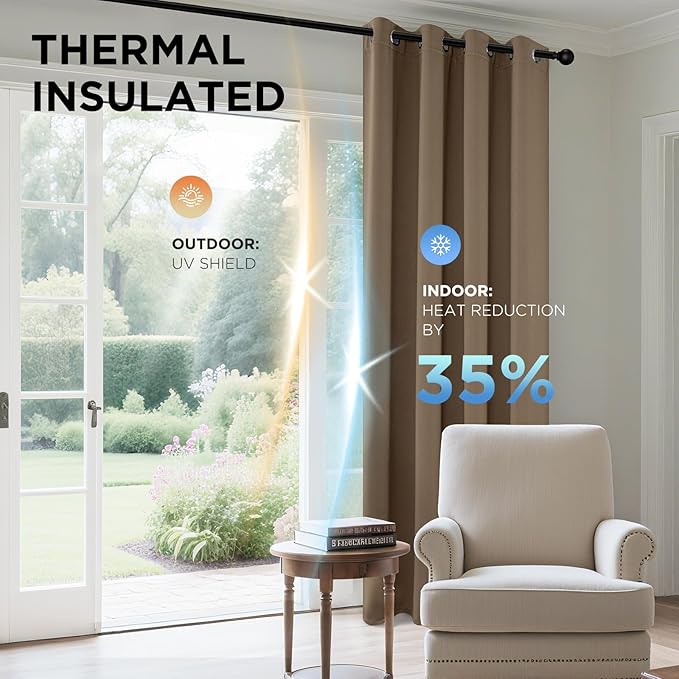 Joydeco Blackout Curtains 72 Inch Length 2 Panels Set, Thermal Insulated Long Drapes 2 Burg, Room Darkening Grommet Drapes for Living Room Bedroom Window
