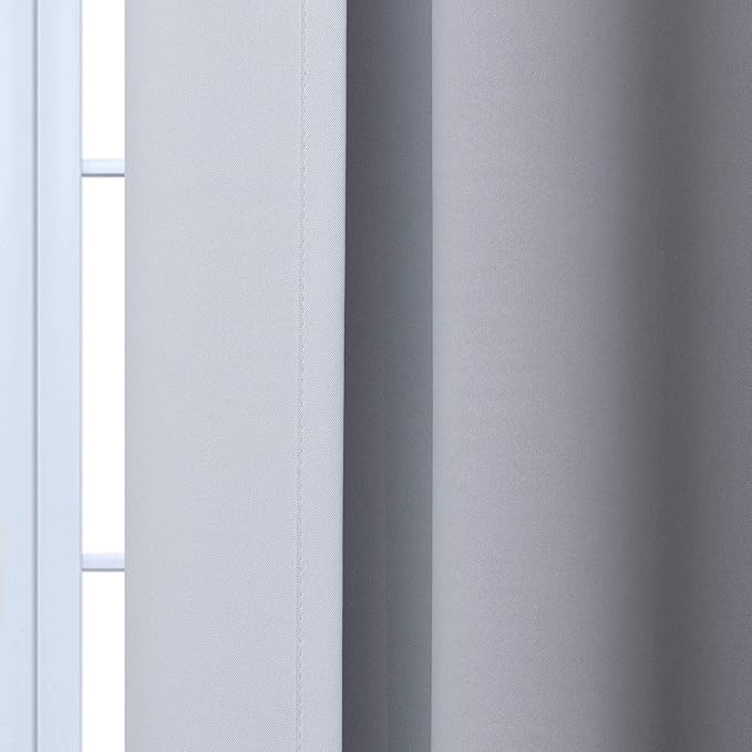Yakamok Light Blocking Ombre Curtains, Greyish White and Black Gradient Color Curtains, Room Darkening Grommet Window Drapes for Bedroom(Black, 52x90 Inch, 2 Panels)