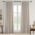 Topfinel 94 Inch Long Linen Blackout Curtains 2 Panel Set, Greige Natural Curtains for Living Room, Room Darkening Tab Top Noise Reduction Textured Farmhouse Drape Hook&Ring Included