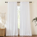 RYB HOME White Linen Curtains 90 inches Long, Semi Sheer Light Filtering Back Tab Breathable Window Curtains & Drapes for Bedroom Living Room, W 52 x L90 inches, 2 Panels Set