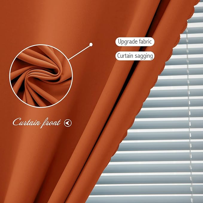 Self Adhesive Curtains Portable Blackout Curtain Simple and Easy to Install Bedroom Window Thermal Lnsulated Kitchen Room Darkening Black Small Drapes, 47" W X 71" L, Orange, 1 Panel