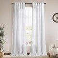 Linen White Curtains 108 Inches Long 2 Panels Set Back Tab Rod Pocket Semi Sheer Cotton Textured Light Filtering Extra Long Curtain Farmhouse High Ceiling Curtains for Living Room 9Ft 40x108
