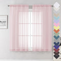 Lecloud Blush Pink Sheer Curtains 63 Inch Length 2 Panels, Light Filtering Window Voile Curtain & Drapes for Kitchen/Living Room/Children Room, Dual Rod Pocket Girls Bedroom Drape, 42x63 Inches