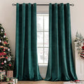 MIULEE Christmas Dark Green Velvet Curtains Room Darkening Blackout Soft Grommet Top Emerald Thermal Insulated Soundproof Black Out Curtains/Drapes for Living Room Bedroom 52 x 108 Inch 2 Panels