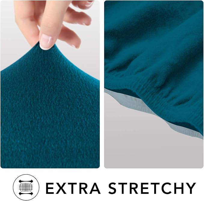 PureFit Super Stretch Sofa Slipcover – Spandex Non Slip Soft Couch Sofa Cover, Washable Furniture Protector with Non Skid Foam and Elastic Bottom for Kids, Pets （Sofa, Peacock Blue）