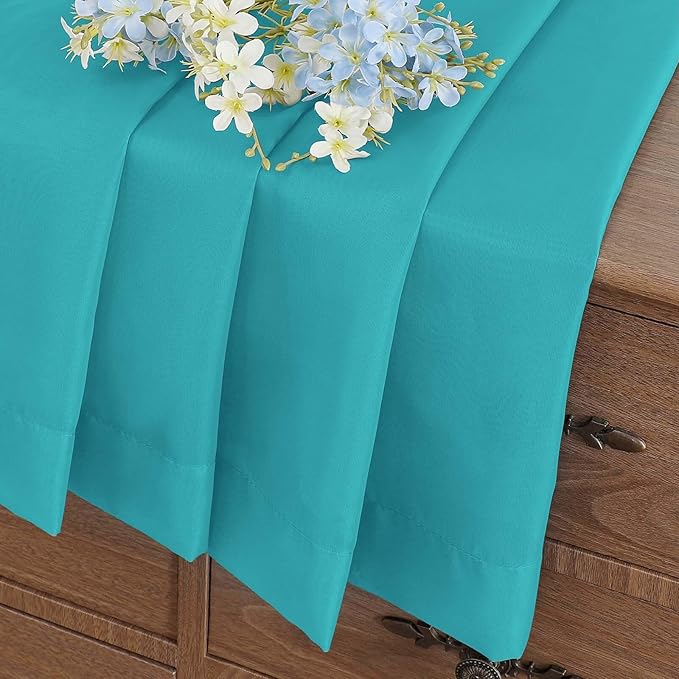 Turquoise Sheer Curtains Tier 30 Inches Length 2 Panels, Light Filtering Lightweight Soft Window Treatments Drapes, Cute Elegant Cafe Curtains for Nursery, Dual Rod Pocket, 2x42Wx30L Inches