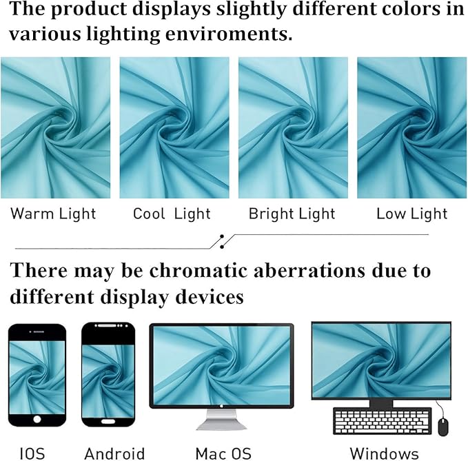Lecloud Turquoise Sheer Curtains 54 Inch Length 2 Panels, Light Filtering Voile Curtain Drapes for Kitchen Bedroom Small Windows, Dual Rod Pocket Living Room Sheer Curtains, 40 W x 54 L Inches