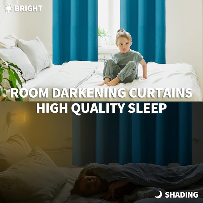 BGment Blackout Curtains - Grommet Thermal Insulated Room Darkening Bedroom and Living Room Curtains, Set of 2 Panels (38 x 45 Inch, Peacock Blue)