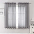 Lecloud Charcoal Grey Sheer Curtains 63 Inch Length 2 Panels, Rod Pocket Light Filtering Bedroom Curtains for Living Room, Window Treatments Voile Drapes for Bathroom, Each Panel 59" W x 63" L