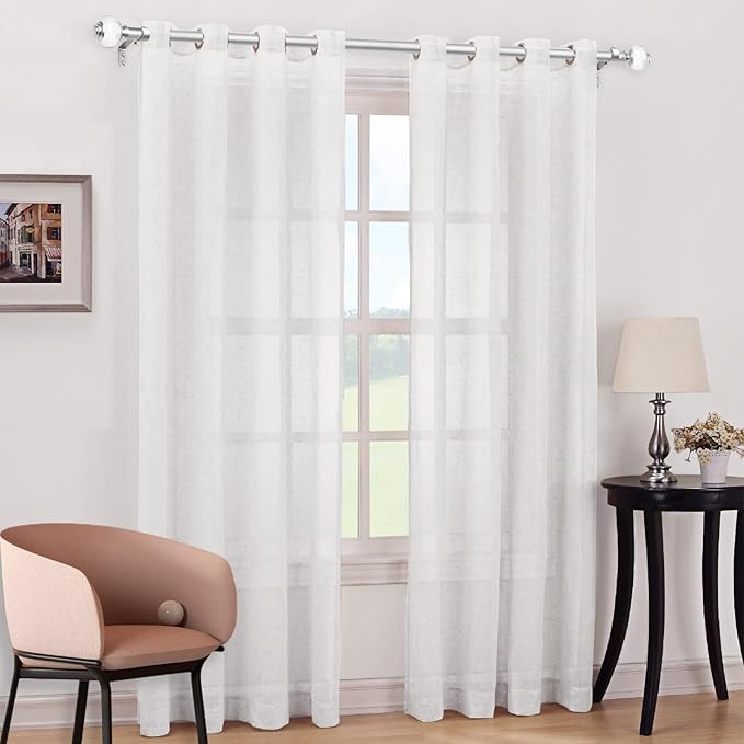 Curtain Rods for Windows 66 to 120, USFOOK 7/8 Inch Telescoping Splicing Drapery Rods 32 to 120 Inch, Decoration for Home with Light Silver Translucent Finials