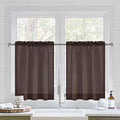 DWCN Brown Sheer Curtains for Kitchen Windows - Rod Pocket Semi Transparent Voile Tier Curtains for Bedroom, Living Room, Farmhouse, 36 x 36 inches Long, Set of 2 Panels