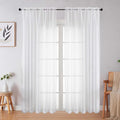 White Sheer Curtains 84 Inches Long 2 Panels Set for Bedroom Living Room, Soft Airy Light Filtering Modern Solid Rod Pocket Drapes Window Treatments, White, Each 59" W x 84" L