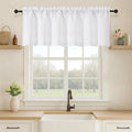 OVZME White Valance for Windows, Light Filtering Thick Textured Small Kitchen Valances for Window, Dual Rod Pocket Farmhouse Short Curtain for Bathroom Basement, 1 Piece, 60Wx18L Inch