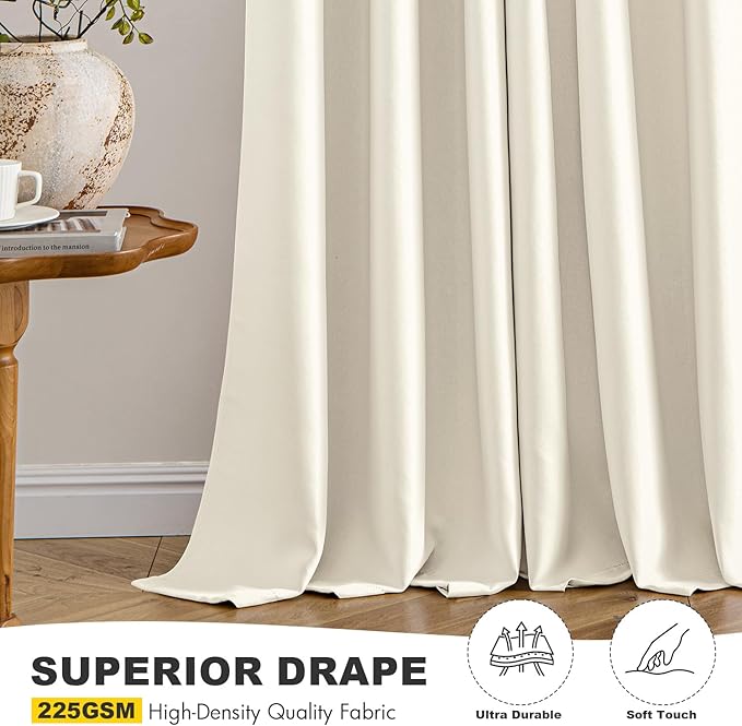 MIULEE Birch Blackout Curtains for Bedroom Living Room 45 Inches Long 2 Panels, Thermal Insulated Room Darkening Drapes Solid Grommet Noise Reduction Light Blocking Window Treatments 40x45 Inch
