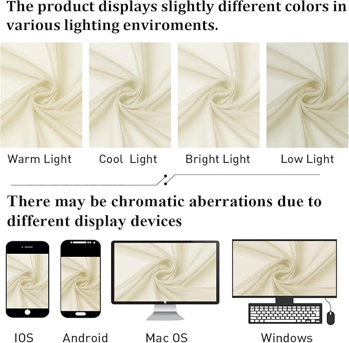 Lecloud Cream Sheer Curtains 48 Inch Length 2 Pcs, Rod Pocket Light Filtering Voile Rustic Farmhouse Bedroom Curtains, Airy Solid Window Drapes for Bathroom Basement, Each Panel 42" W x 48" L
