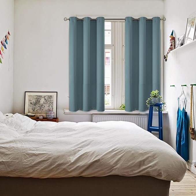 BGment Room Darkening Curtains 54 Inches Long - Grommet Thermal Insulated Drapes Window Treatment Curtains for Bedroom, 2 Panels, 38 x 54 Inch, Stone Blue