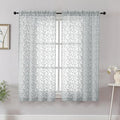Chyhomenyc Light Grey Short Curtains 45 Inch Length 2 Panels, Light Filtering Leaf Textured Window Curtain Panels for Bedroom Living Room, Elegant Rod Pocket Farmhouse Curtains, 30" Wx45 L, 2 PCS