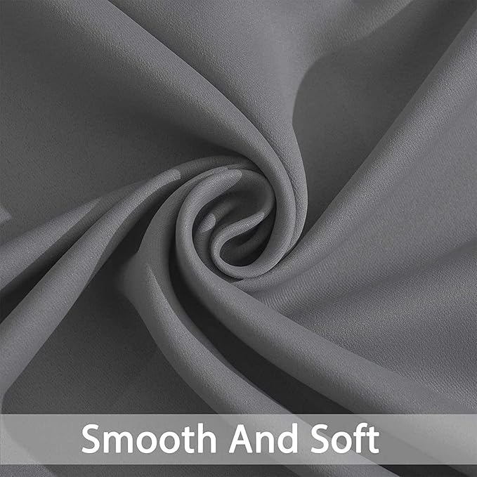 Yakamok Blackout Curtains Room Darkening Thermal Insulated Window Panels,Solid Grommet Top Drapes for Bedroom/Living Room(62Wx72L, Grey, 2 Panels)