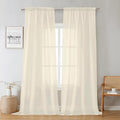 Lecloud Cream Sheer Curtains 96 Inches Long 2 Panels, Elegant Light Filtering Voile Breathable Curtains, Gauzy Window Decor with Top Dual Rod Pocket for Living Room Bedroom, Each 42" W x 96" L