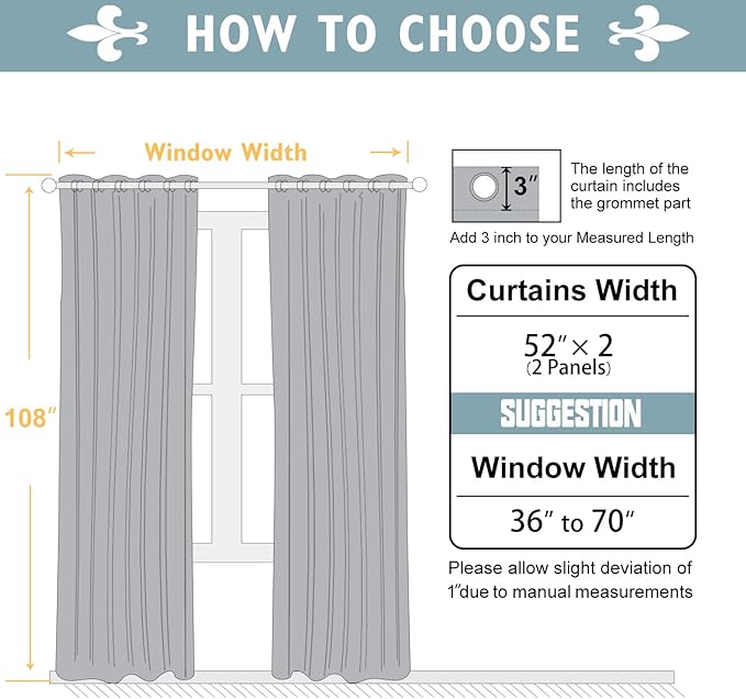 ChrisDowa 100% Blackout Curtains 108 inch Long for Bedroom with Black Liner, 2 Thick Layers Total Blackout Thermal Insulated Grommet Window Curtains 2 Panels Set (Dark Grey, 52 x 108 Inch)