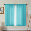 Gwine Turquoise Sheer Curtains for Bedroom 54 inches Long 2 Panels, Light Filtering Voile Rod Pocket Curtains, Airy Transparent Sheer Drapes for Living Room, Each 42" Wx54 L