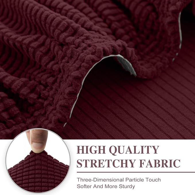 Couch Cushion Covers for Sectional Sofa L Shape Washable Separate Seat Chaise Couch Cover Stretch Sofa Slipcovers with 2 Pcs Pillowcases(3 Seater + 1 Chaise, Burgundy)