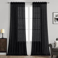 MIULEE Black Linen Curtains 96 Inch Length 2 Panels for Bedroom Living Room, Soft Thick Linen Textured Back Tab Window Drapes Semi Sheer Light Filtering Rod Pocket Modern Farmhouse Halloween Decor