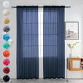 youleyar Solid Sheer Rod Pocket Curtain Voile Draperies 2 Panels White Beige Black Grey Coffee 52 Inch Width 54 Inch Long 1 Pair for Kitchen Bedroom Children Living Room Yard (Navy,52Wｘ54L)