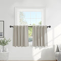 PONY DANCE Blackout Short Cafe Curtains, Privacy Light Block Small Window Curtains for Bedroom Kitchen Basement Dining Classroom, W 29 x L 36 inches, Cream, 2 Panels