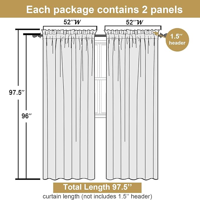 Lecloud Leia Charcoal Grey Sheer Curtains 96 Inches Long 2 Panels, Airy Leaf Jacquard Textured Curtain Panels, Light Filtering & Privacy Curtains for Living Room Bedroom Big Windows, 52" W x 96" L