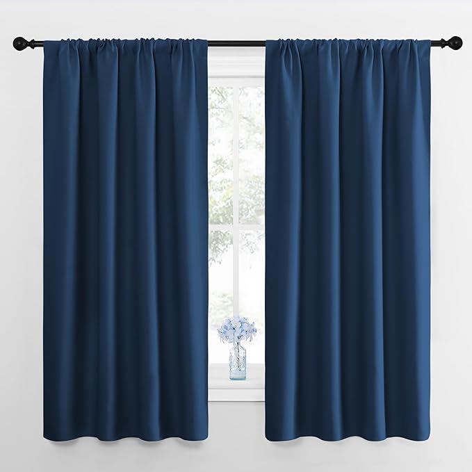 NICETOWN RV Blackout Curtains for Camper Windows, Moroccan Blue, 29" Wide by 50" Long, 2 PCs, Short Blackout Curtains & Drapes, Thermal Insulated Blackout Curtain Panels for Kids Room, Play Room