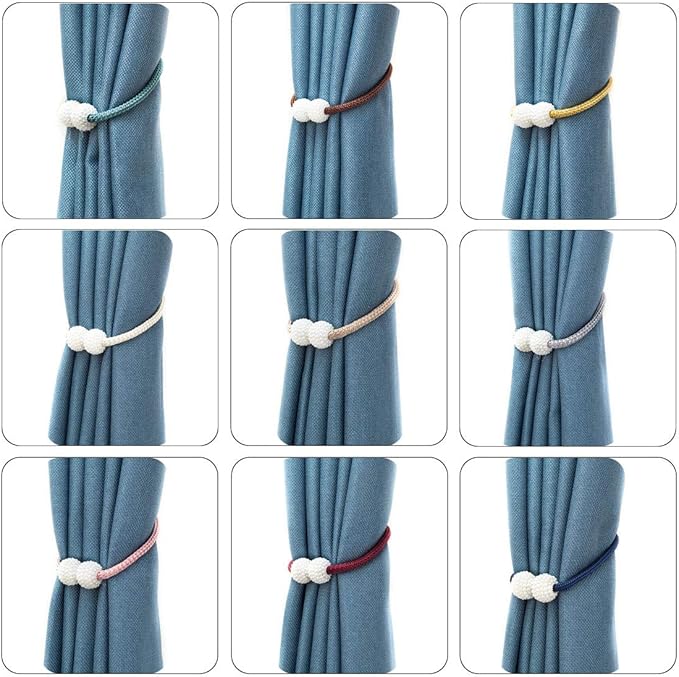 Melaluxe 6 Pack Magnetic Curtain Tiebacks, Decorative Curtain Holdbacks for Window Décor (Pink)