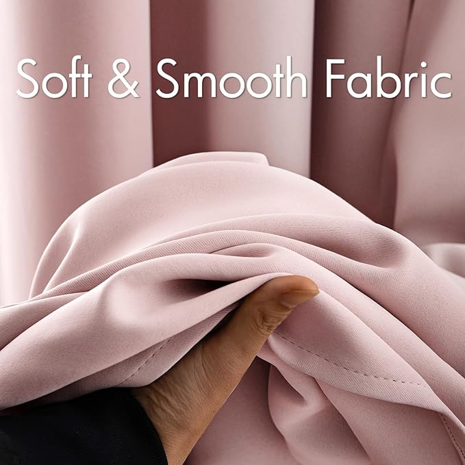 MIULEE Room Darkening Curtains Thermal Insulated Black Out Drapes Solid Window Treatment Grommet Light Blocking Blackout Curtain for Living Room Bedroom 2 Panels Set 52 x 54 inch Length Baby Pink