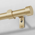VOIIY Gold Curtain Rods for Windows 28 to 48 Inch(1.5-5 Feet),1" Diameter Drapery Rods with Modern Style End Cap Finials,Size:30-60 Inch, Brass