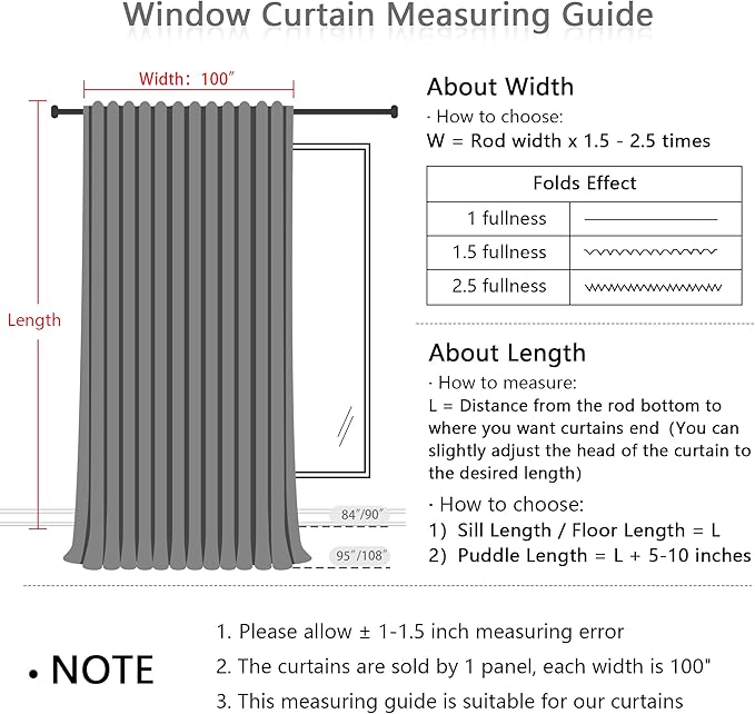 MYSKY HOME Linen Curtains 95 Inches Long for Sliding Glass Door, Farmhouse Semi Sheer Ceiling Curtains Living Room Light Filtering Back Tab Elegant Style Soft Fabric, 100" x 95", Linen, 1 Panel
