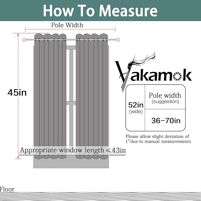 Yakamok Blackout Curtains for Bedroom,Thermal Insulated Blackout Grommet Top Drapes for Living Room,Black,52x45 Inch, 2 Panels